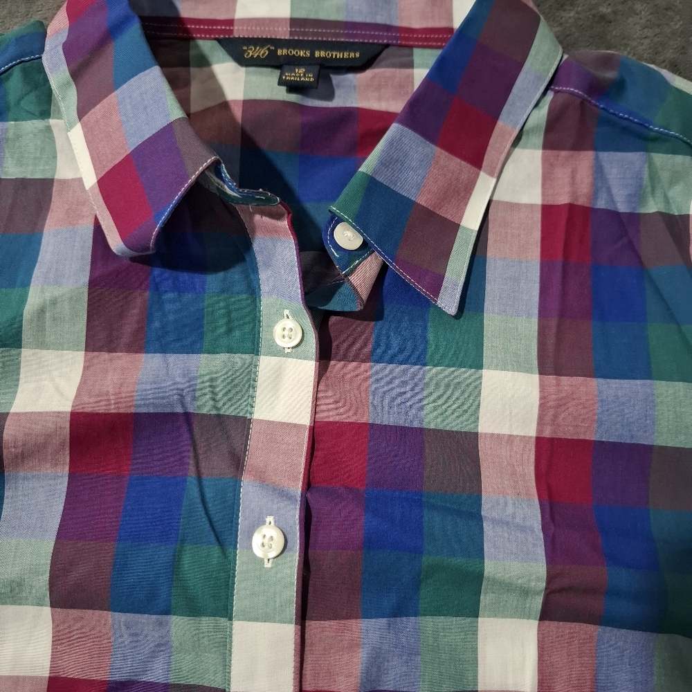 Brooks Brothers 346 Women’s Plaid Button-Down Shirt Size 12 Cotton Preppy Office - Picture 8 of 11